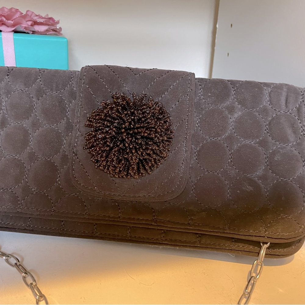 Vera Bradley chocolate brown shoulder bag/clutch excellent condition.